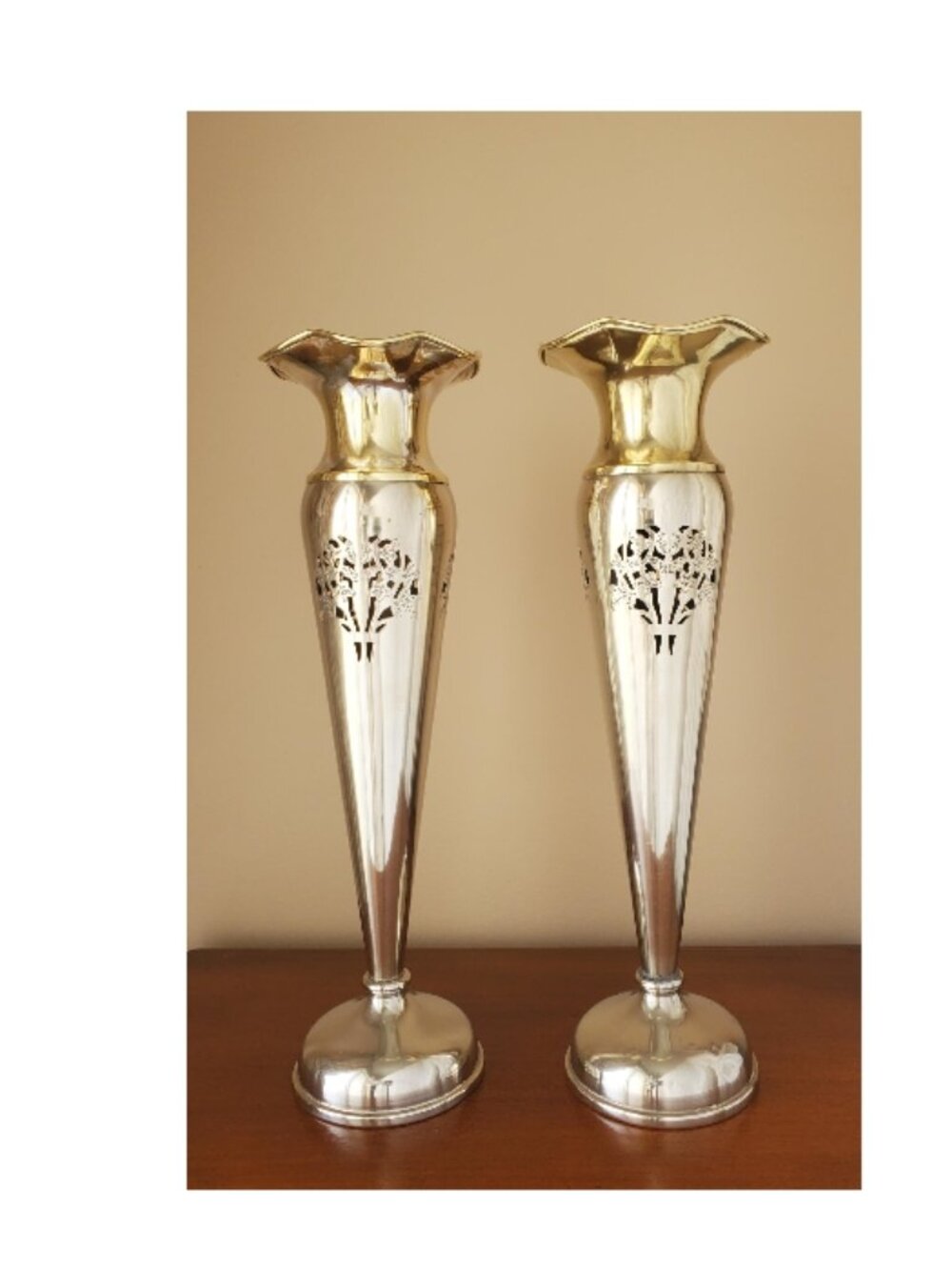 1930s Art Deco Silver Trumpet Vases - NYC